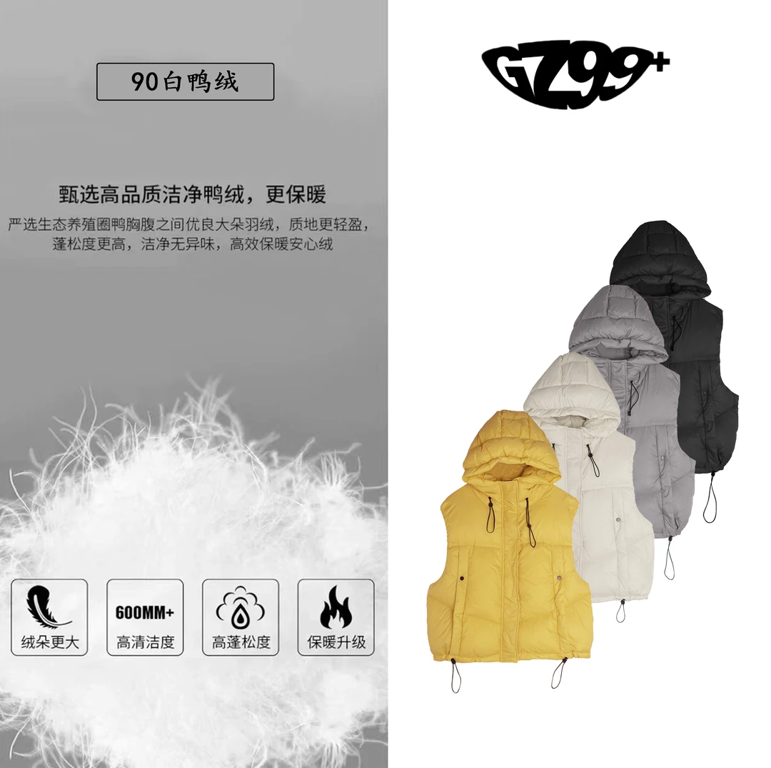 小九推荐 风格映像2025春季新款时尚百搭连帽洋气羽绒马甲-T6620