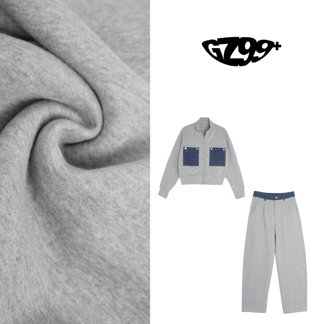 小九推荐释义慰力 2024冬季百搭加厚加绒拼色时尚套装-K8812