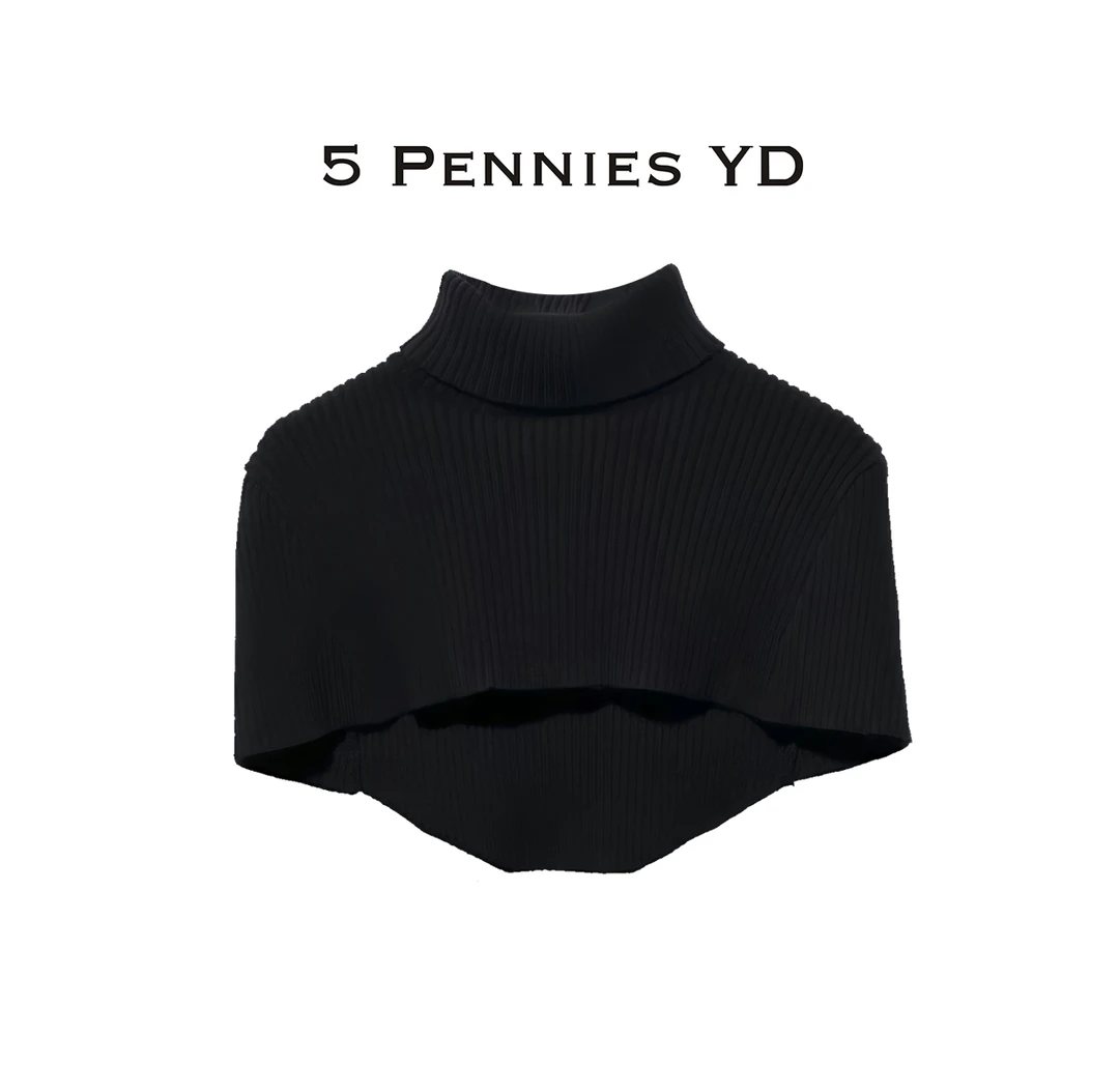 5 PENNIES YD秋季百搭高领套头叠穿毛线针织围脖披肩（精选联盟）