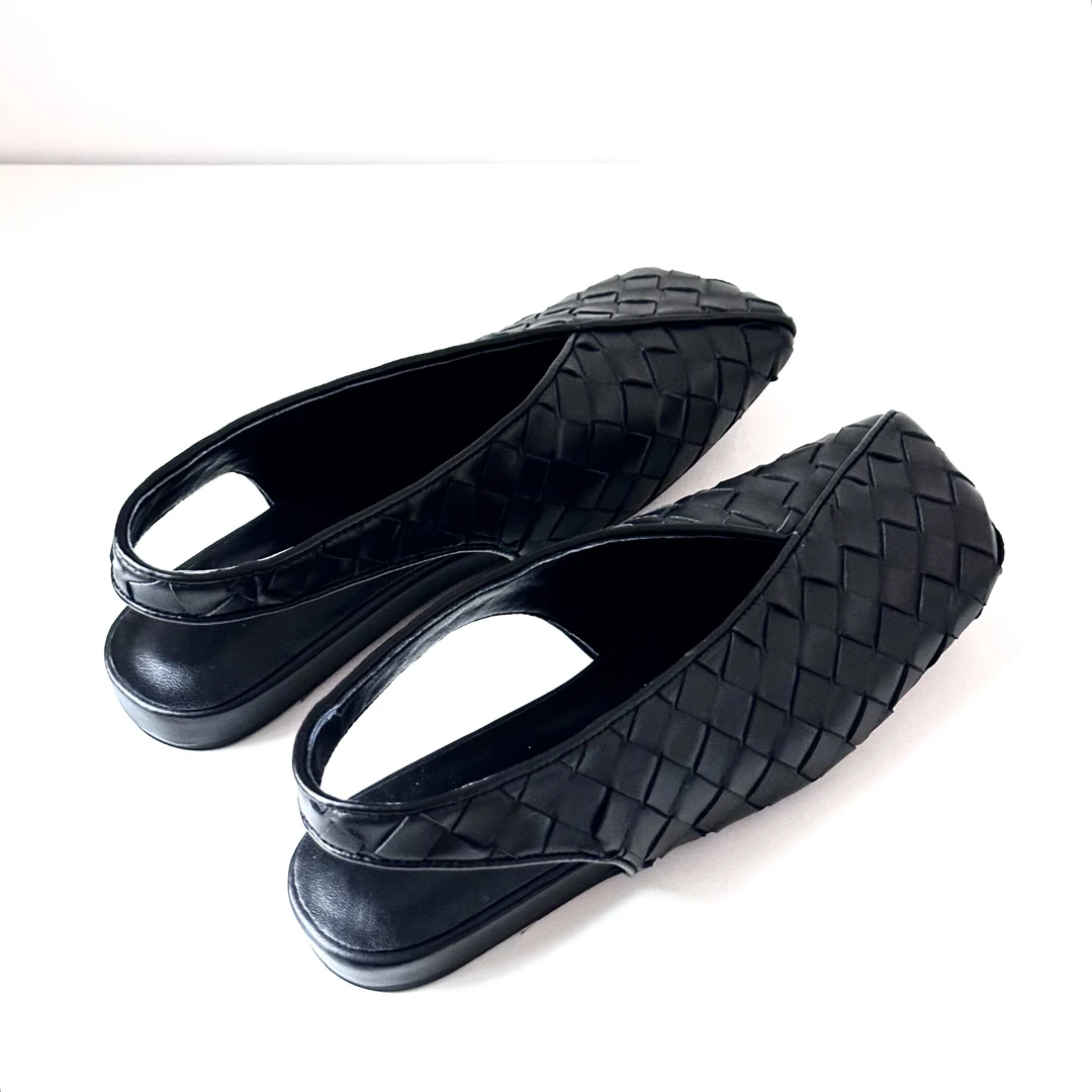 5 PENNIES YD设计师款夏季百搭休闲方头平底编织凉鞋（精选联盟）