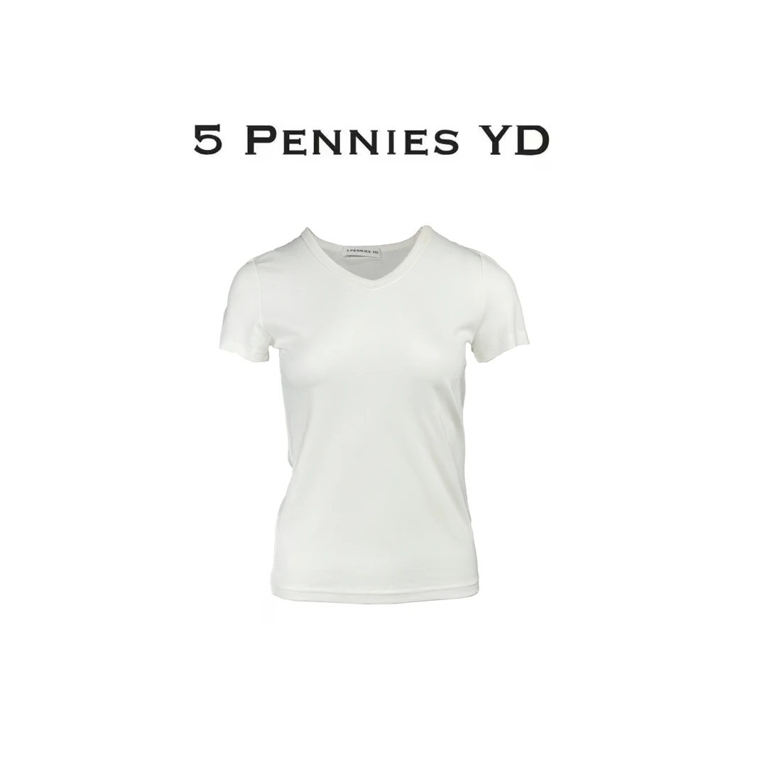 5便士设计师款夏季百搭简约修身版V领短袖T恤上衣（精选联盟）