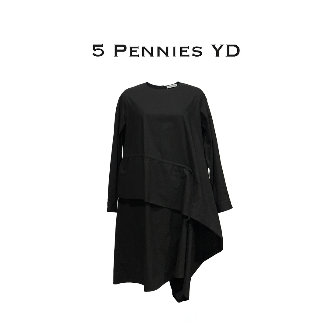 5 PENNIES YD设计师款原创秋季气质不规则抽绳连衣裙（精选联盟）