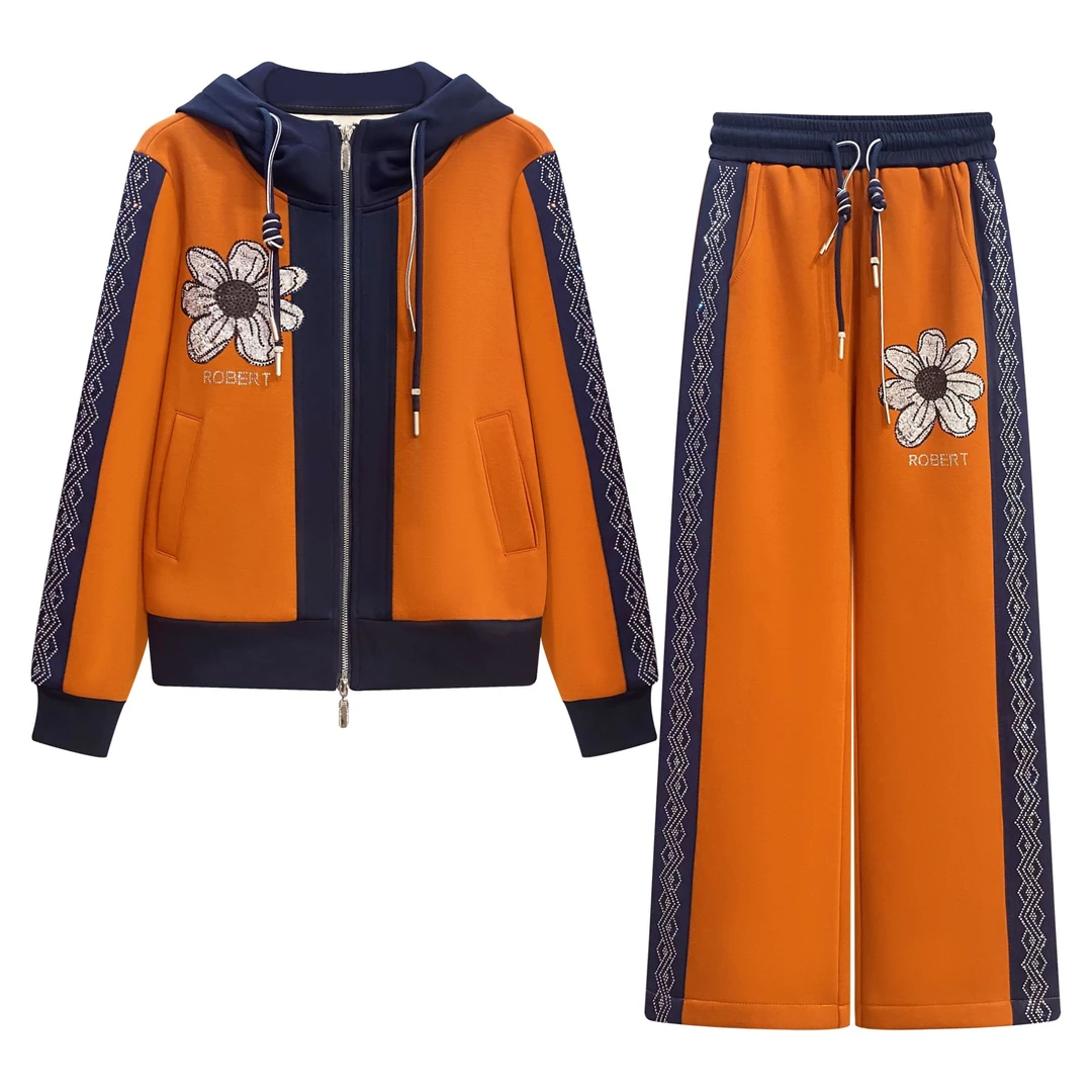 冬款加绒时尚烫钻休闲百搭套装#6377/6378