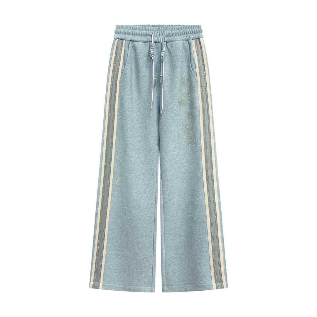 冬季新款时尚烫钻休闲气质减龄显瘦抽绳裤子#6523