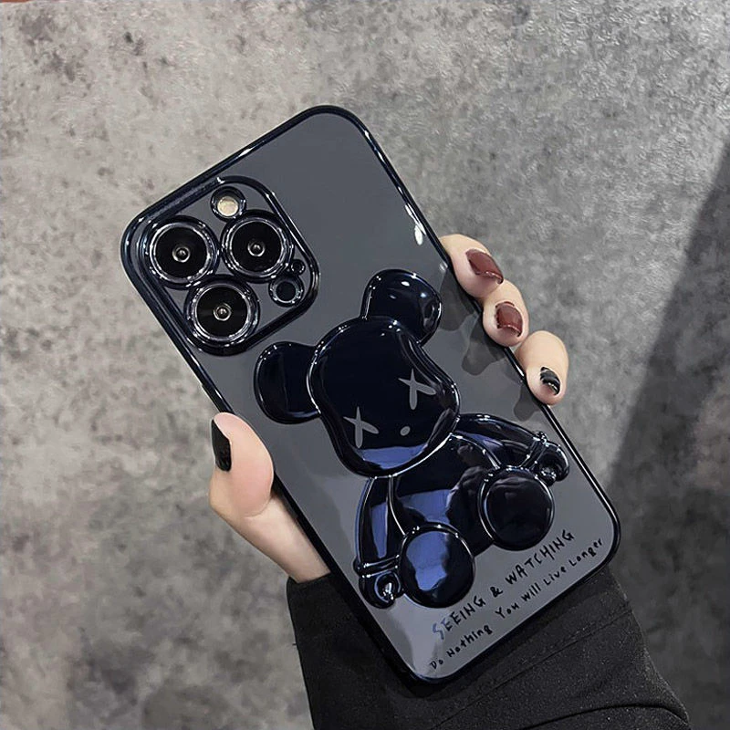 暴力熊手机壳适用于苹果14手机壳高质感电镀iPhone15promax手机壳