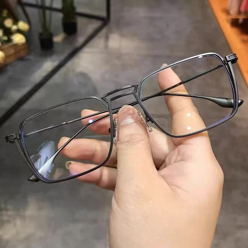 纯钛超轻眼镜框复古近视眼镜男可配度数大脸大框2024金丝眼镜专业