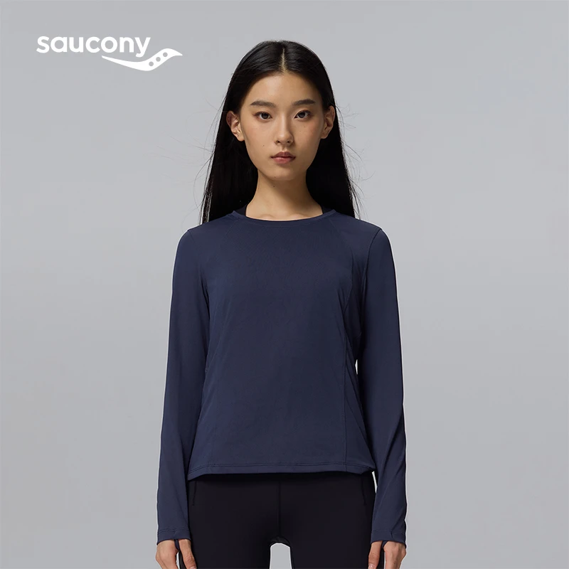 Saucony索康尼新款女子运动圆领长袖T恤跑步健身训练