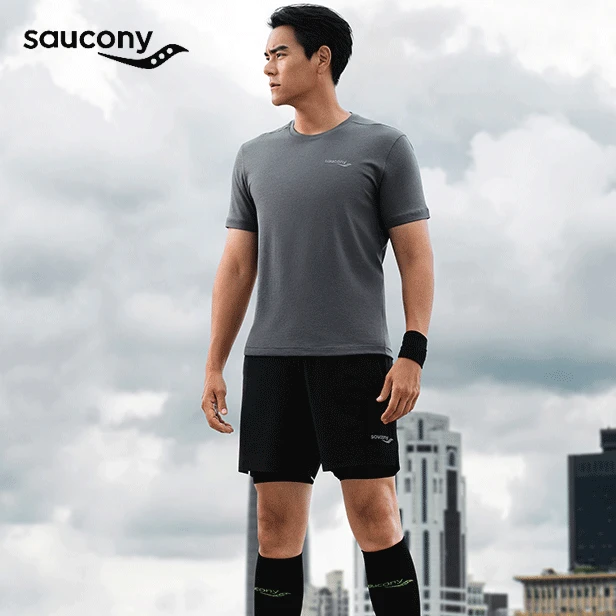 【彭于晏同款】Saucony索康尼新款跑步运动双层短裤男透气训练弹力