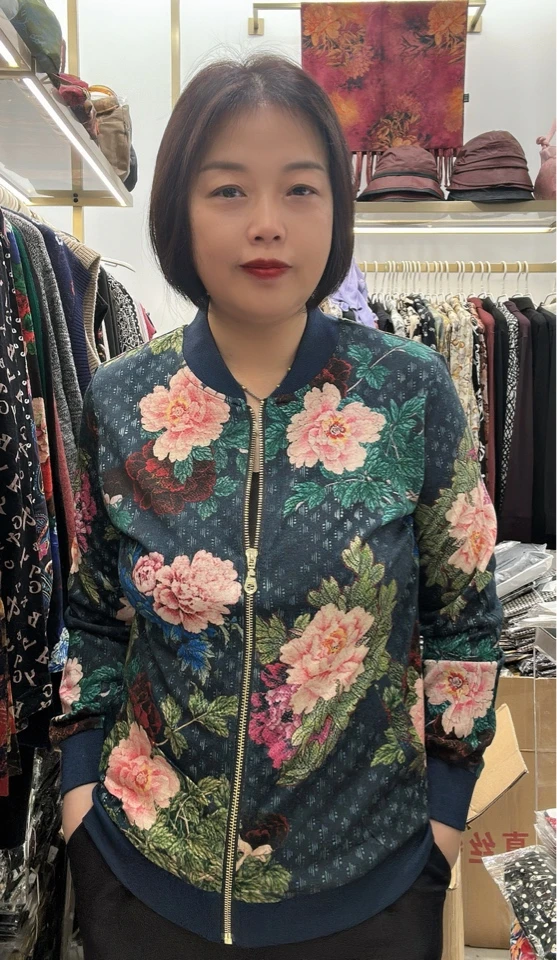 润泽丝绸 桑蚕丝羊毛外单款棒球外套