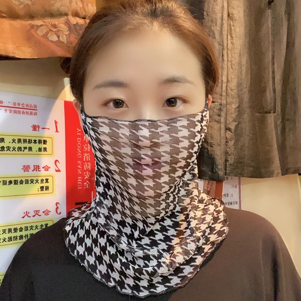 桑蚕丝挂耳防晒面罩围脖 夏天可护颈遮脸多功能