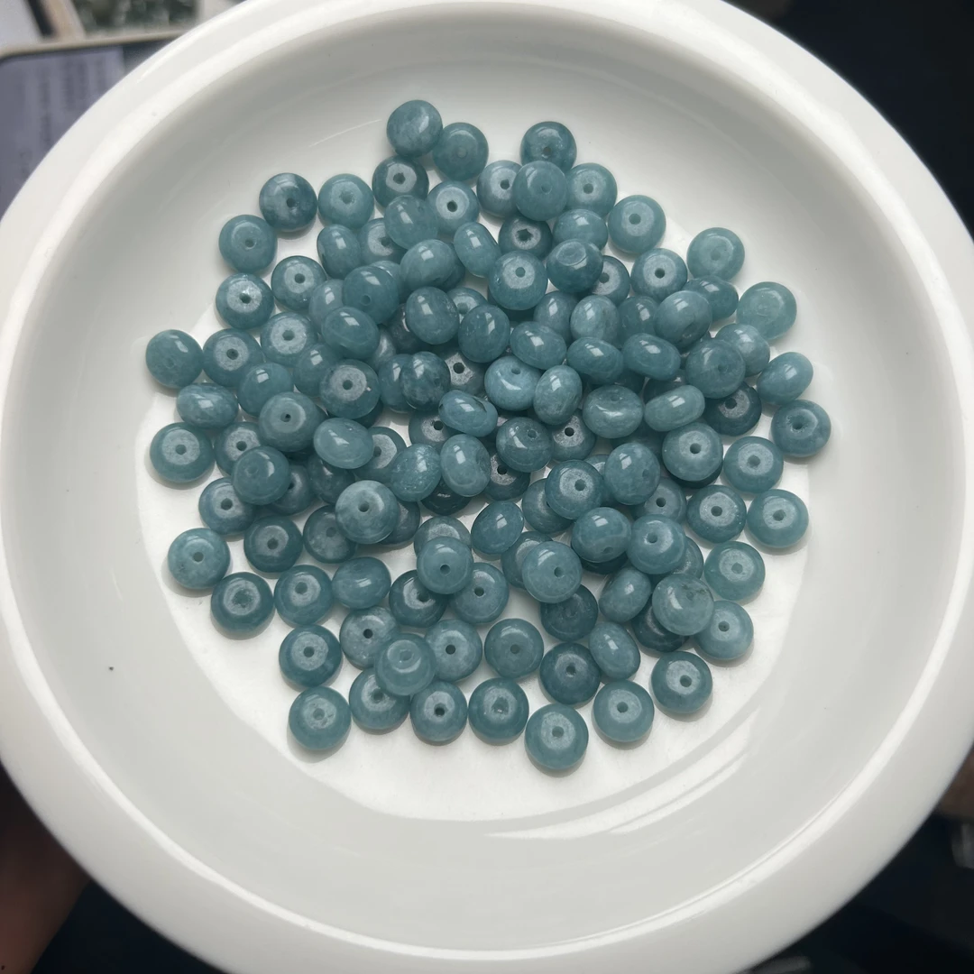 天然散珠w1479高冰蓝水算盘0.6¥*8X5mm*20颗