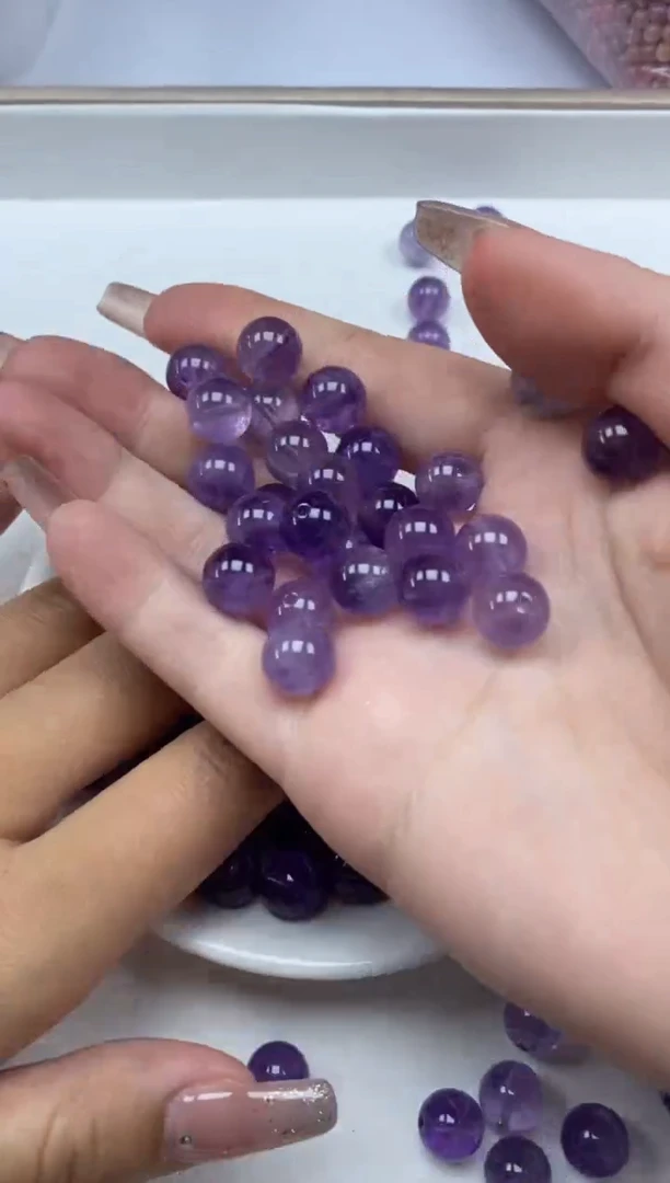 【闪购商品】水晶颈饰未镶嵌紫水晶0.9￥10mm*30