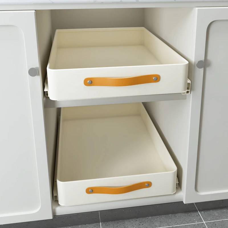 NANA不锈钢碗碟沥水架抽拉式置物架厨家用房柜内碗盘碗架双层拉篮