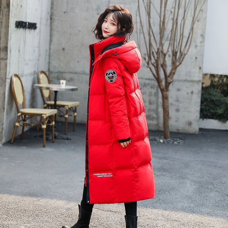 波司澄羽绒服女2022冬季新款中长款爆款时尚宽松过膝加厚白鸭绒外