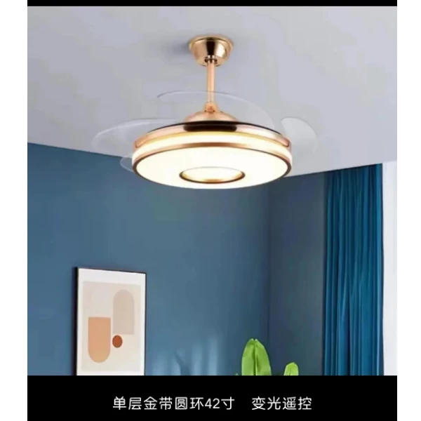 北欧隐形吊扇灯新款2023家用餐厅卧室客厅带电扇吊灯可遥控led