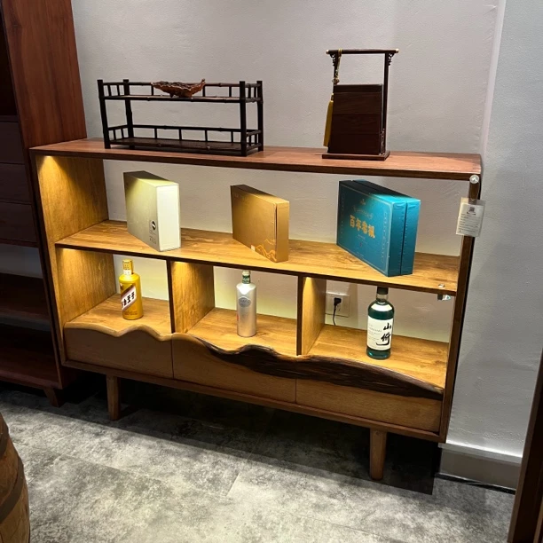 100*138茶室设计老株木展示柜多宝格组合柜茶具茶叶收纳柜博古架