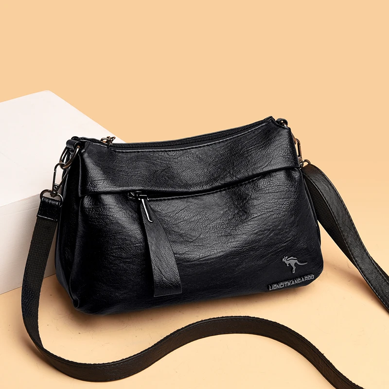 软皮多层女包休闲2025休闲中年妈妈包单肩包简约中老年婆婆斜挎包