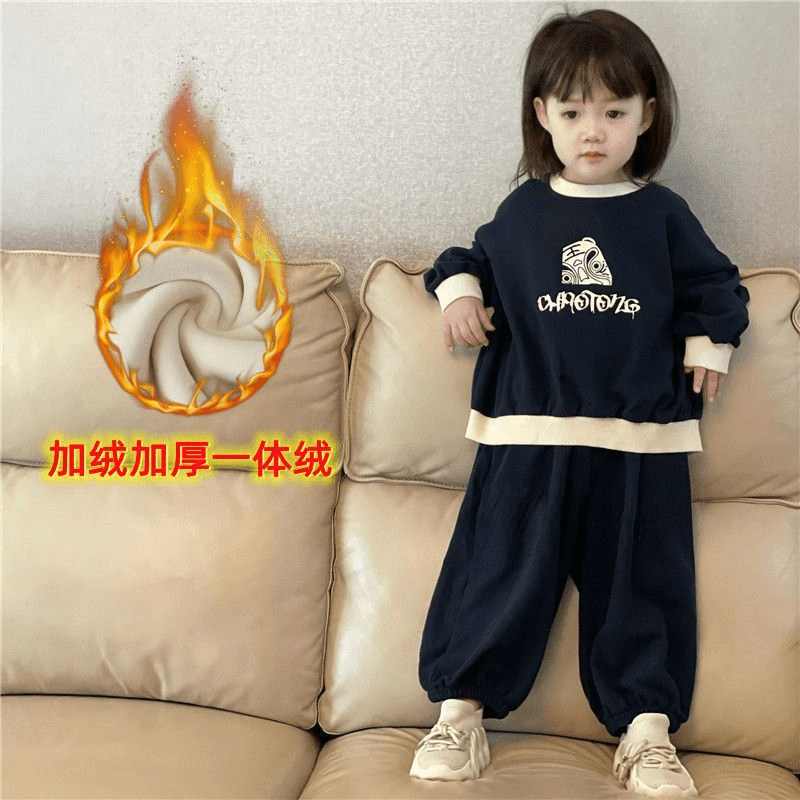 巴拉吧啦男女宝宝童装两件套秋冬新款卫衣儿童洋气宽松运动套装