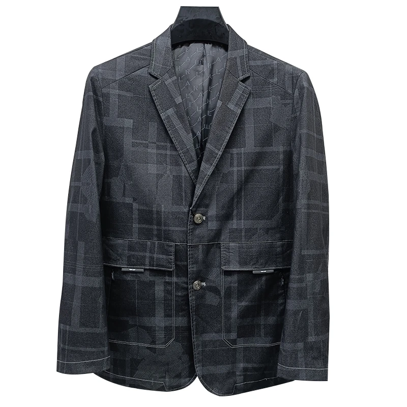 【工厂直营】春秋男士格子休闲西服中青年商务西装外套长袖上衣潮
