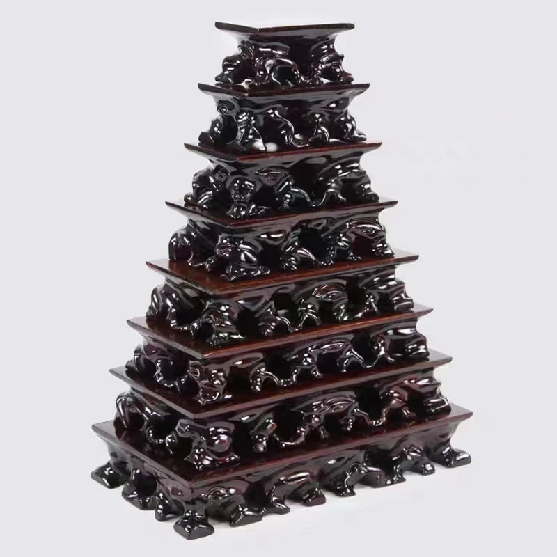 红木雕刻工艺品奇石底座实木精美根雕可挖槽长方花盆玉石摆件底座
