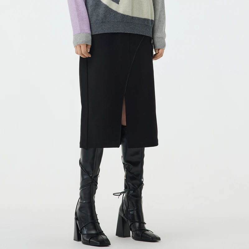 H·GENTEEL荷高 冬新品经典款不对称工装高腰半裙GUC44700769