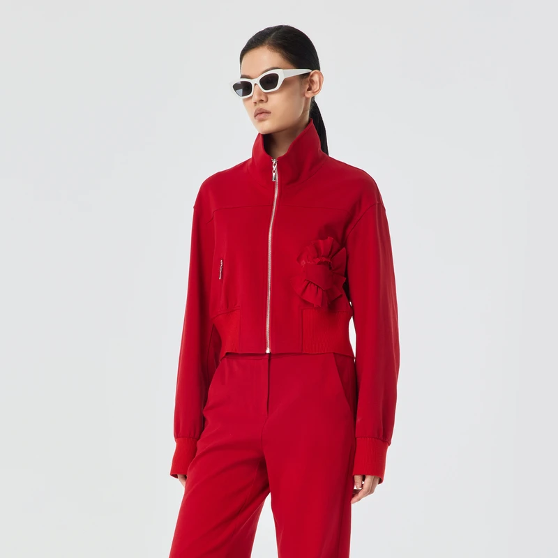 H·GENTEEL荷高23春季新品率性摩登口袋花边装饰外套GCD12520516-1