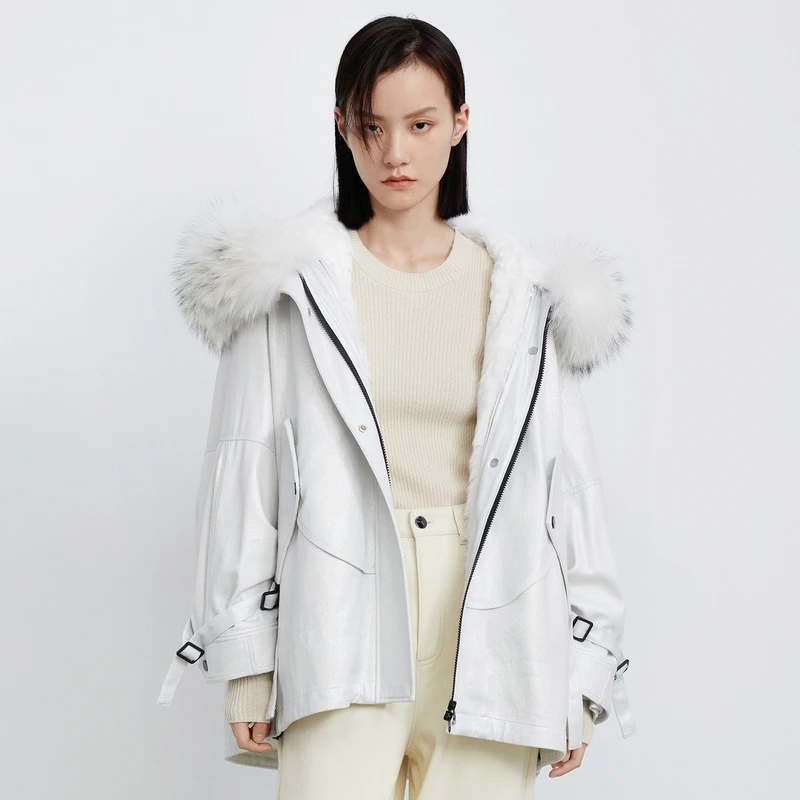 H.Genteel/荷高【商场同款】防风保暖连帽派克毛领外套GCB43590600