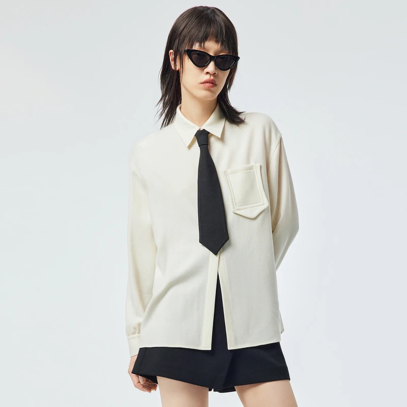 H·GENTEEL荷高 冬新品风格款工装口袋泡泡袖衬衫GCC41630811