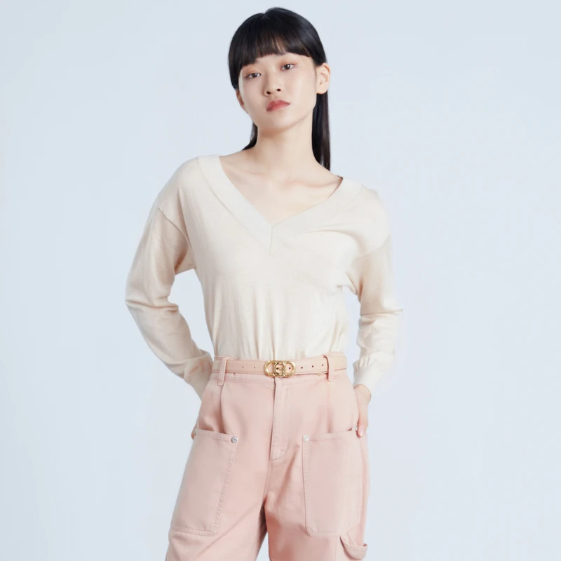 H.Genteel/荷高秋冬针织纯色披肩式假两件毛衫GCB12650587