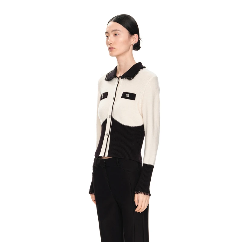 H·GENTEEL荷高23新冬女轻盈蓬松利落小翻领针织衫GUD43650586