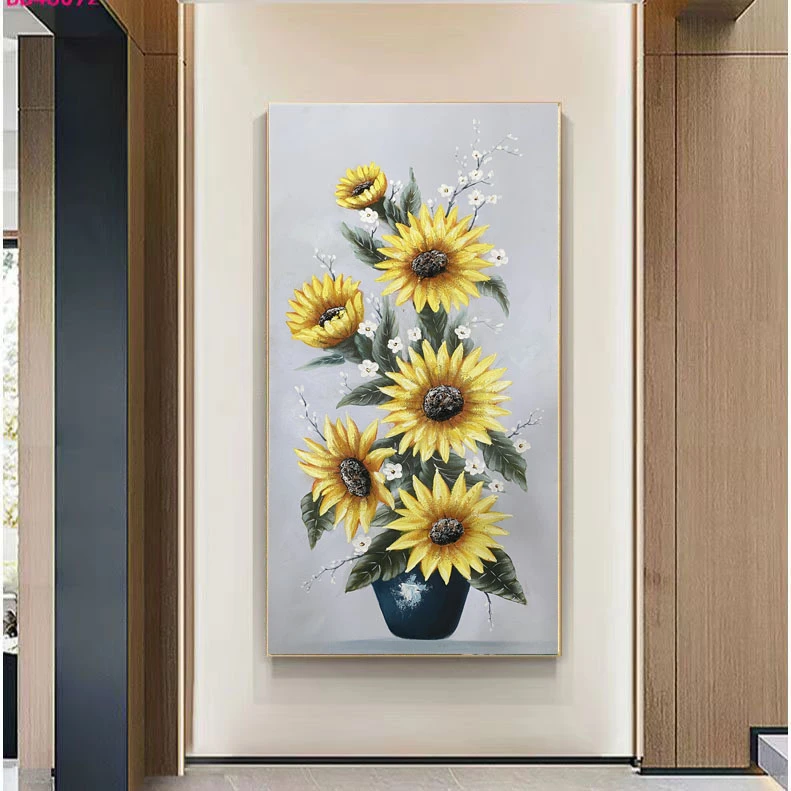 XG 670 向日葵玄关画手绘油画抽象装饰画玄关画轻奢背景简约