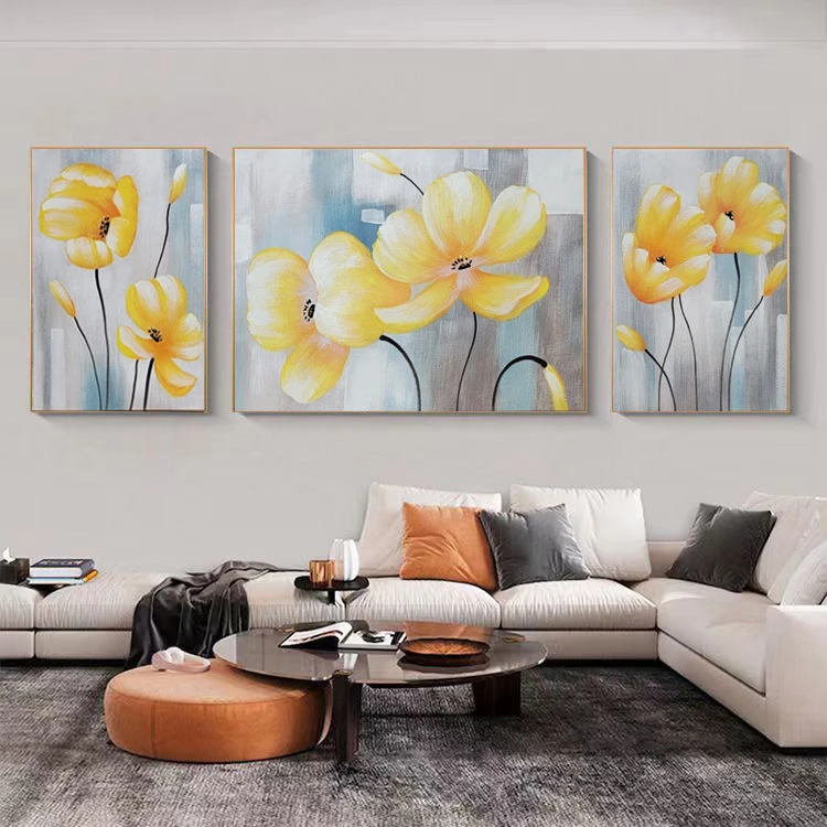 SF 202花朵手绘油画装饰画客厅单联画沙发轻奢背景肌理油画70/200