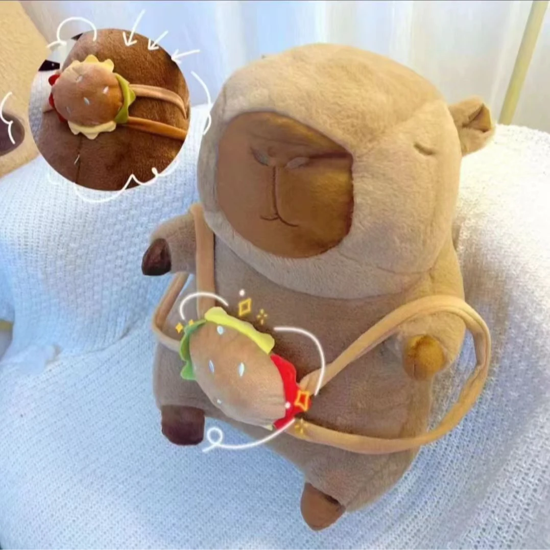 超萌汉堡卡皮巴拉毛绒玩具一个40cm   破损联系客服补发