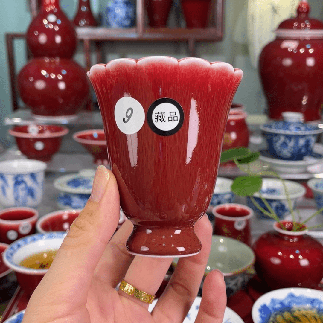 杯清欢郎红藏品花神杯