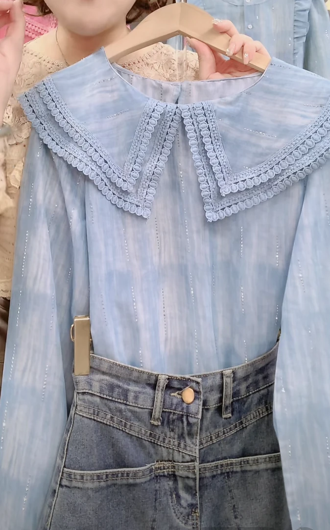 新款6033宽松减龄时尚休闲小众洋气质衬衫上衣