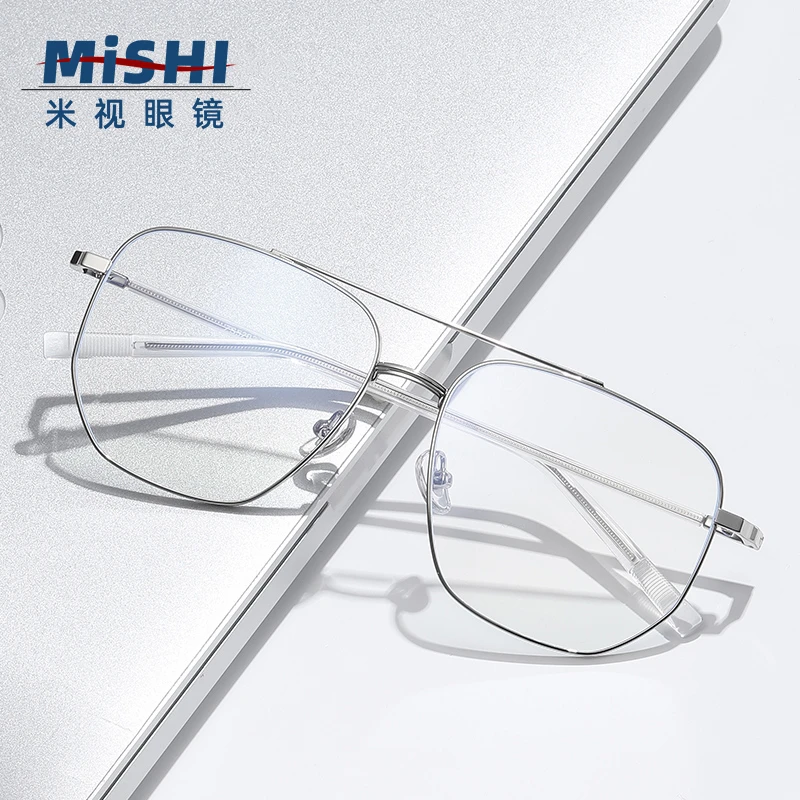 大框变色近视眼镜男潮大脸防蓝光金属双梁眼镜框可配镜片眼睛架女