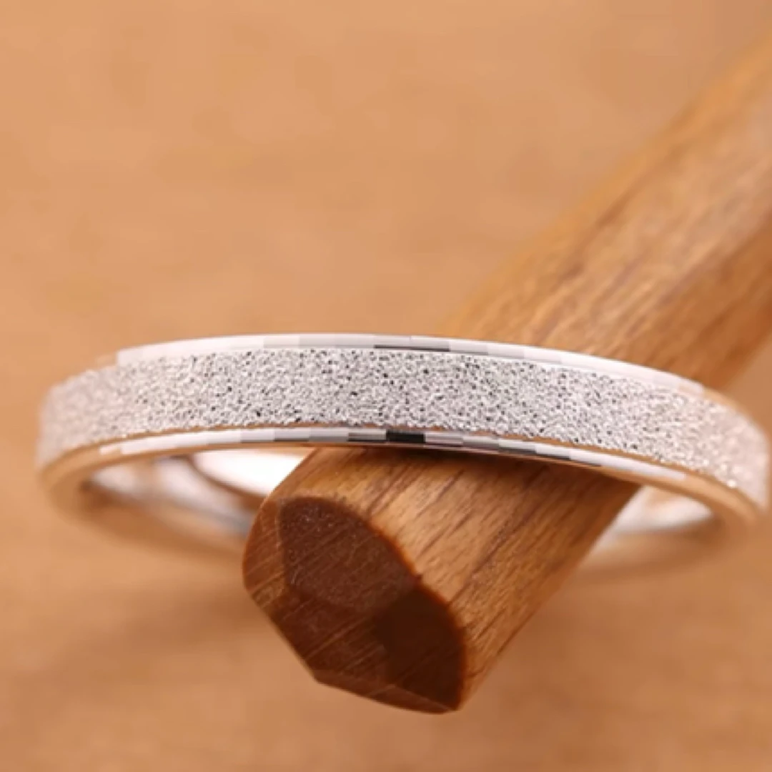 足银戒指 爆闪满天星磨砂戒指手工时尚哑光简约精美经典足银实心