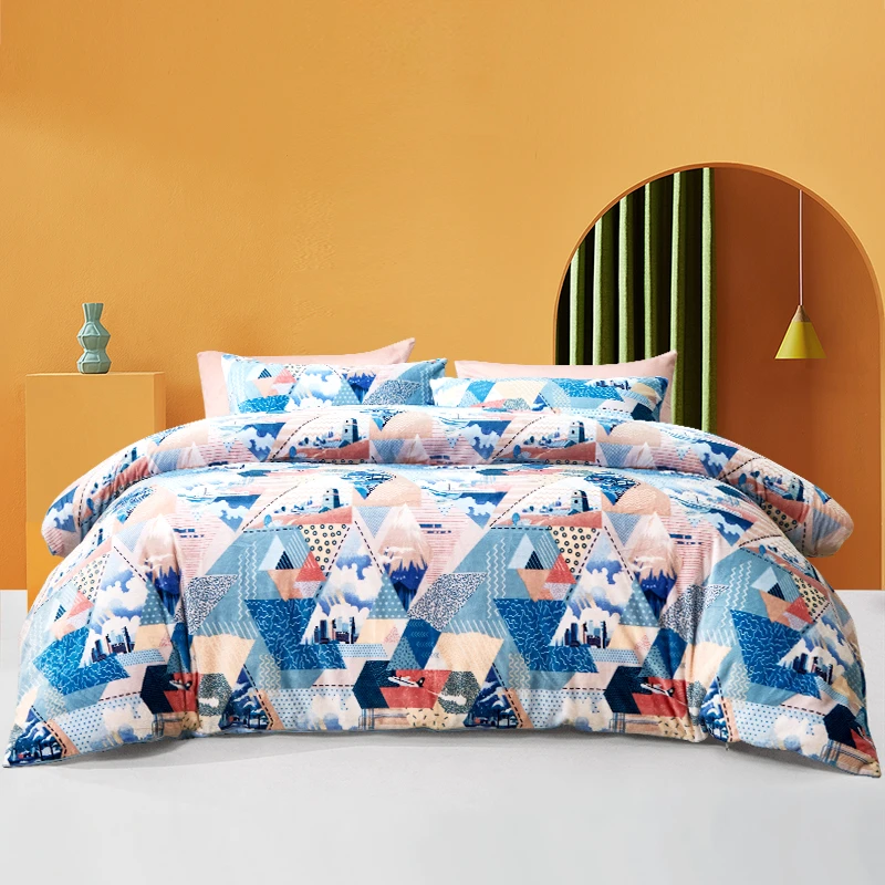 富安娜睡眠好物防寒220g牛奶绒双面印花防静电三/四件套学生床品