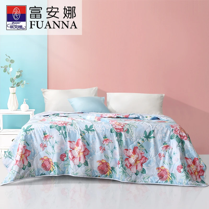 富安娜家纺可机洗水洗磨毛印花七孔夏被芯空调被子亲肤 心蕊芬芳