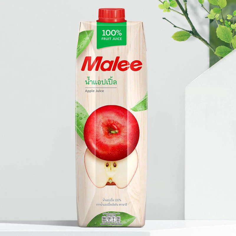 （2瓶）Malee 玛丽泰国进口100%苹果汁无添加0脂肪饮料1L新鲜营养