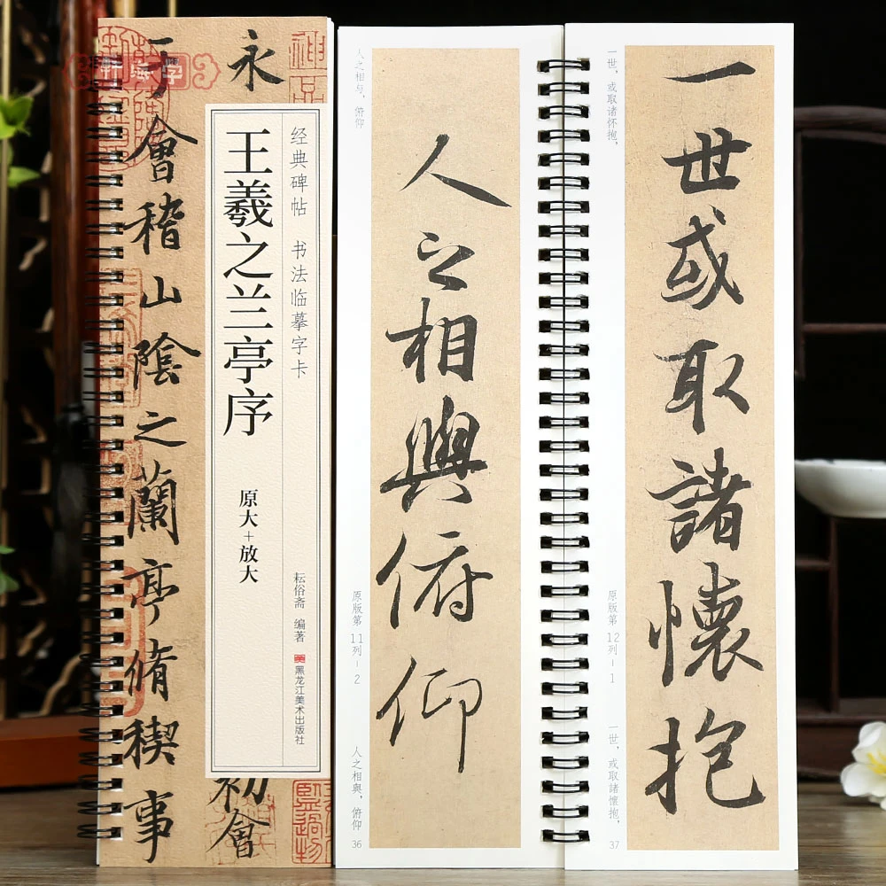 【店】王羲之兰亭序原大+放大赏析碑帖书法临摹字卡繁简体旁注对照