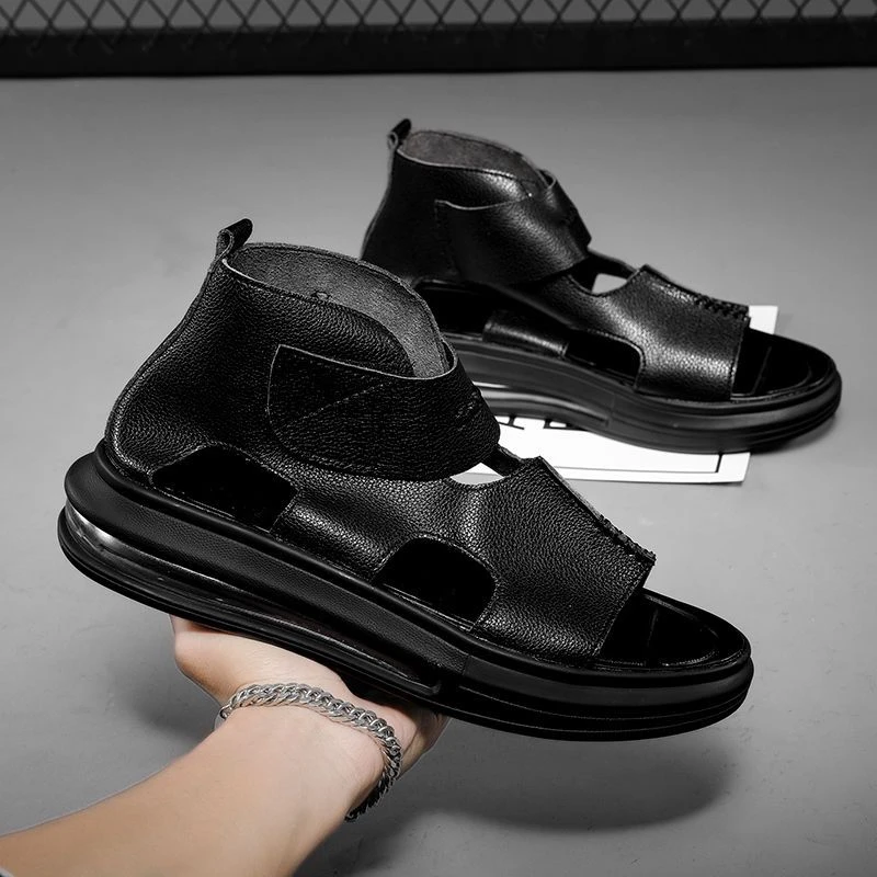 气垫男士凉鞋2025夏季新款百搭个性时尚厚底沙滩鞋增高镂空男凉鞋