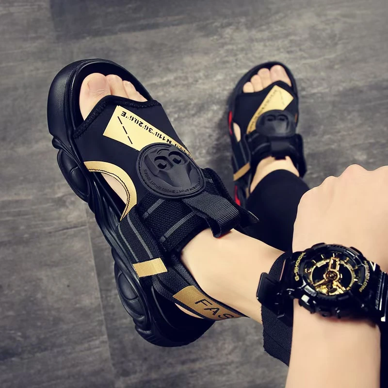 男士男款凉鞋夏韩版百搭潮流时尚厚底休闲防滑沙滩户外男外穿拖鞋