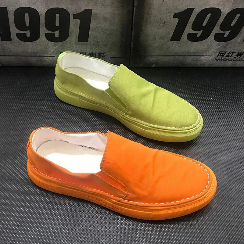 欧洲站2025新秋季男鞋低帮帆布懒人鞋韩版潮流百搭透气休闲鞋