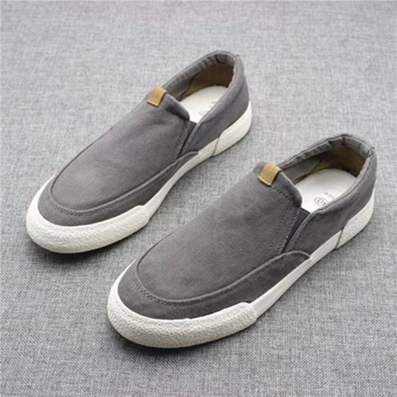夏季新款帆布鞋男潮流百搭透气休闲鞋板鞋一脚蹬懒人鞋低帮布鞋男