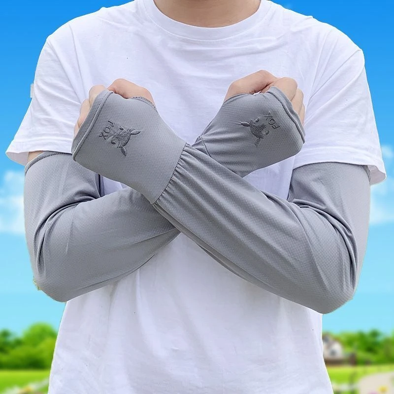 冰袖男宽松骑行夏季冰丝运动开车防晒袖套男士大码护袖钓鱼遮阳