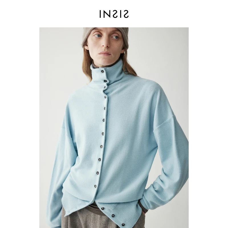 INSISFEMME100%冬立领针织衫上衣FN24413503新年红色上衣