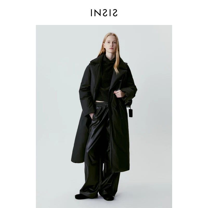 INSIS FEMME长款双排扣风衣感羽绒长款羽绒服FN23433818