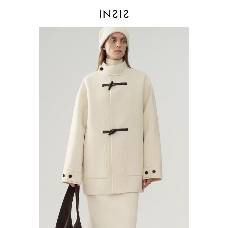 INSIS FEMME学院风100%澳洲美丽诺羊毛毛呢大衣FN24413009