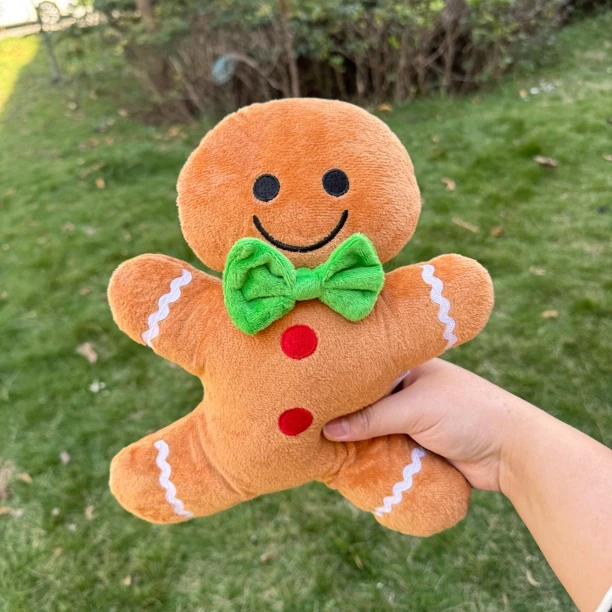 狗狗玩具圣诞姜饼人发声磨牙洁齿互动陪伴发声金毛柯基耐撕咬玩偶